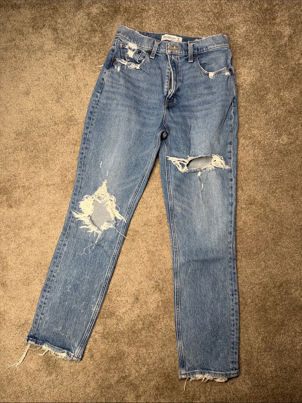 Abercrombie & Fitch 4L Distressed Light Blue Boyfriend Jeans